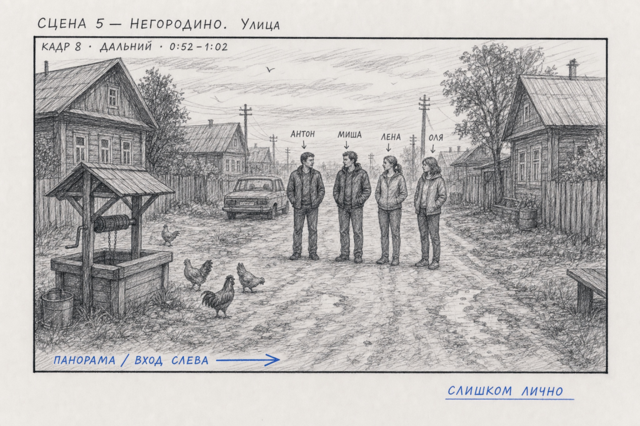Сцена 5 — рисованная раскадровка: кадр 8